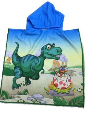 Kids Dinosaur Patterned Hoodie Towel